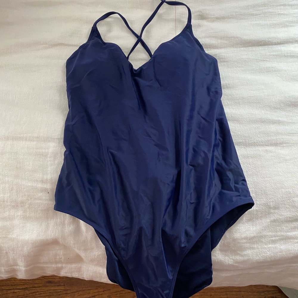Open back, one piece swimsuit